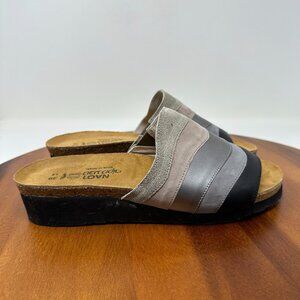 Naot‎ Portia Slip on Sandal Size 8 EU 39 Nubuck Smoke Gray Black